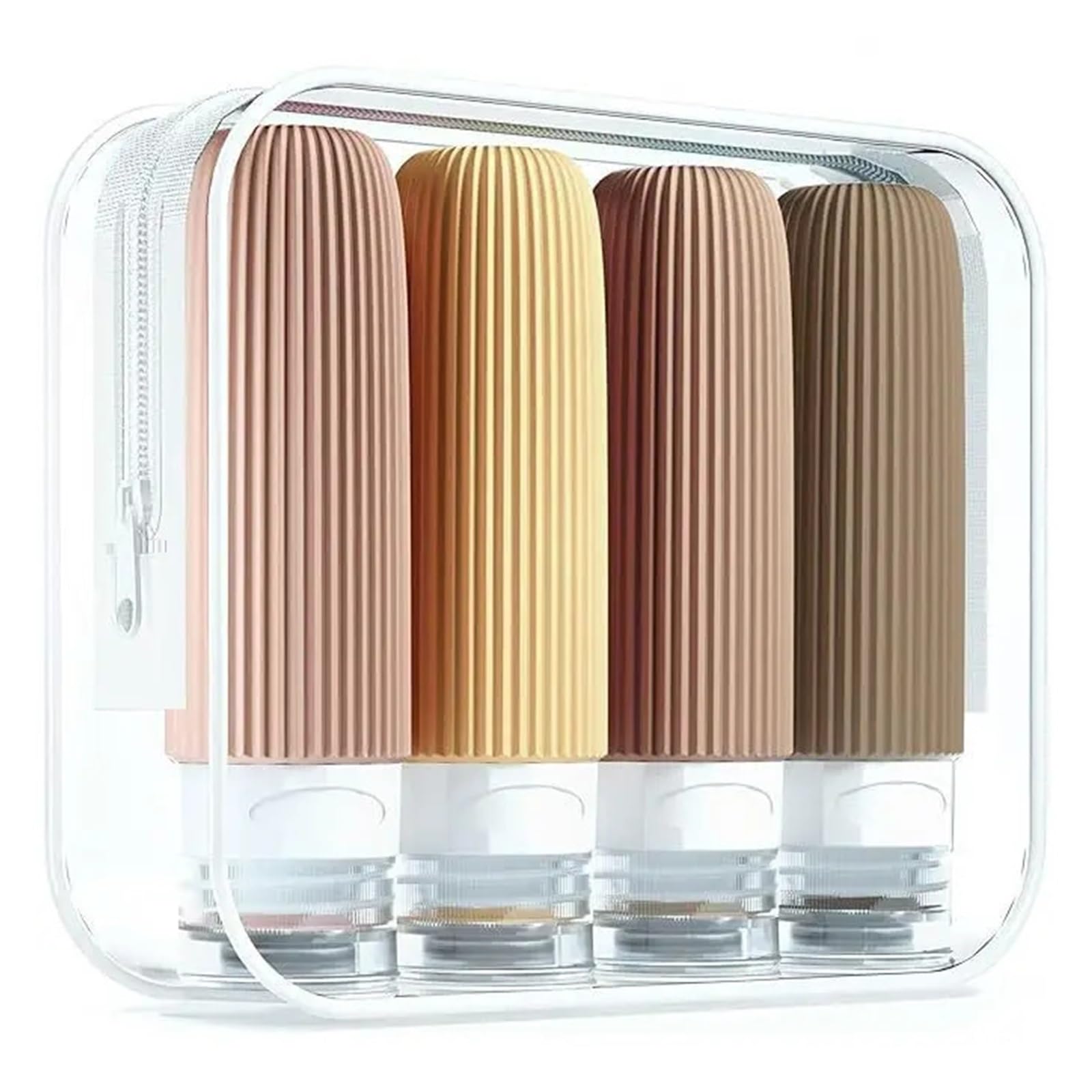 XIEHYA Silicone Travel Bottle Portable Leak Proof Squeeze Size Container Clear Toiletry Bag Accessory For Toiletries(Apricot)