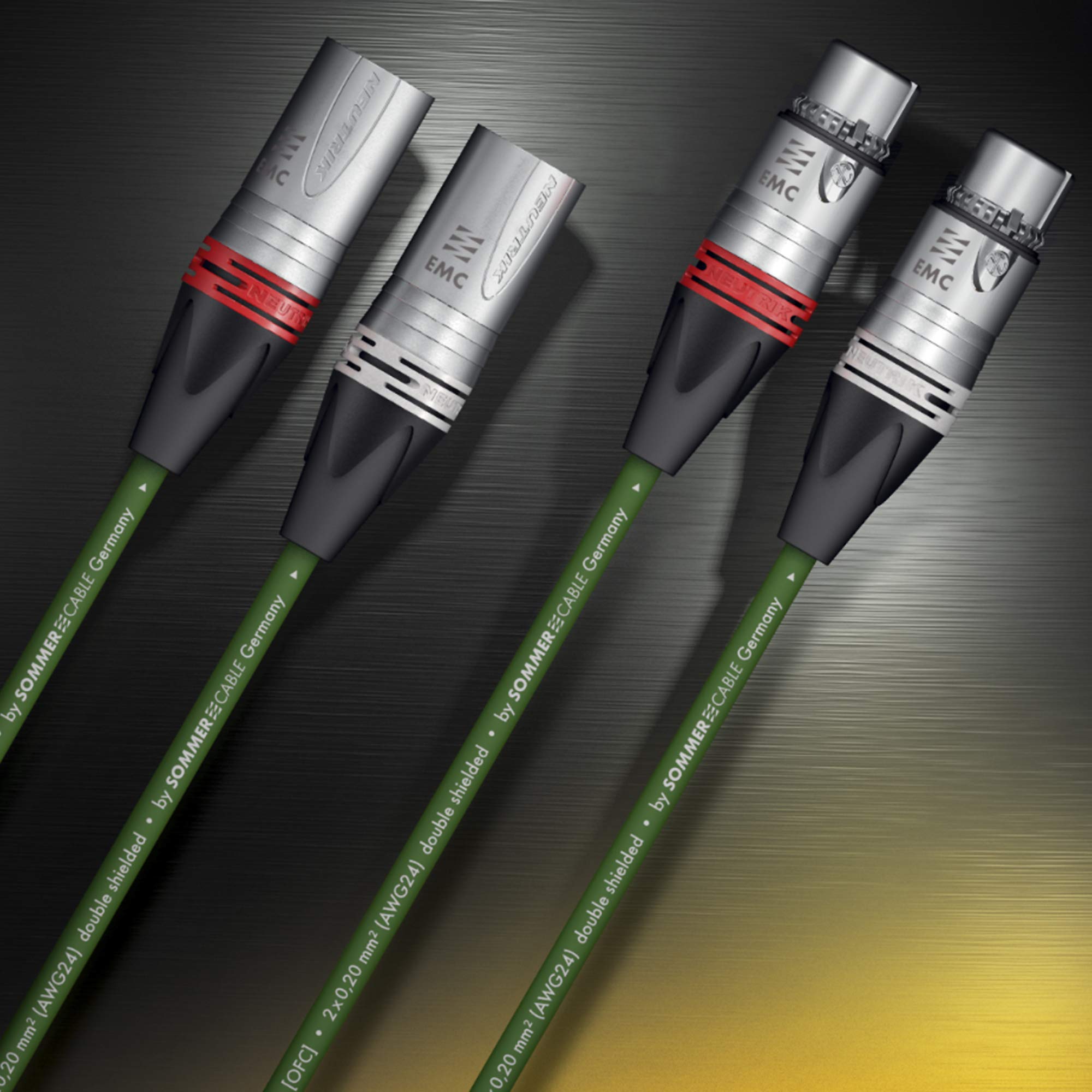 HICON 3m XLR NF- Phonokabel SC-Albedo 2x 0,20mm² OFC Neutrik EMC-Spezial-XLR Stecker High End Kabel Paar by Sommer Cable grün 300cm - ALB1-0300