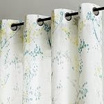 Branch Semi Sheers Curtains Living-Room 84inch Long Yellow Teal Watercolor Print Tree Curtain Drapes for Bedroom Linen Textured Look Privacy White Sheer Window Panels for Dining Grommet Top 2pcs