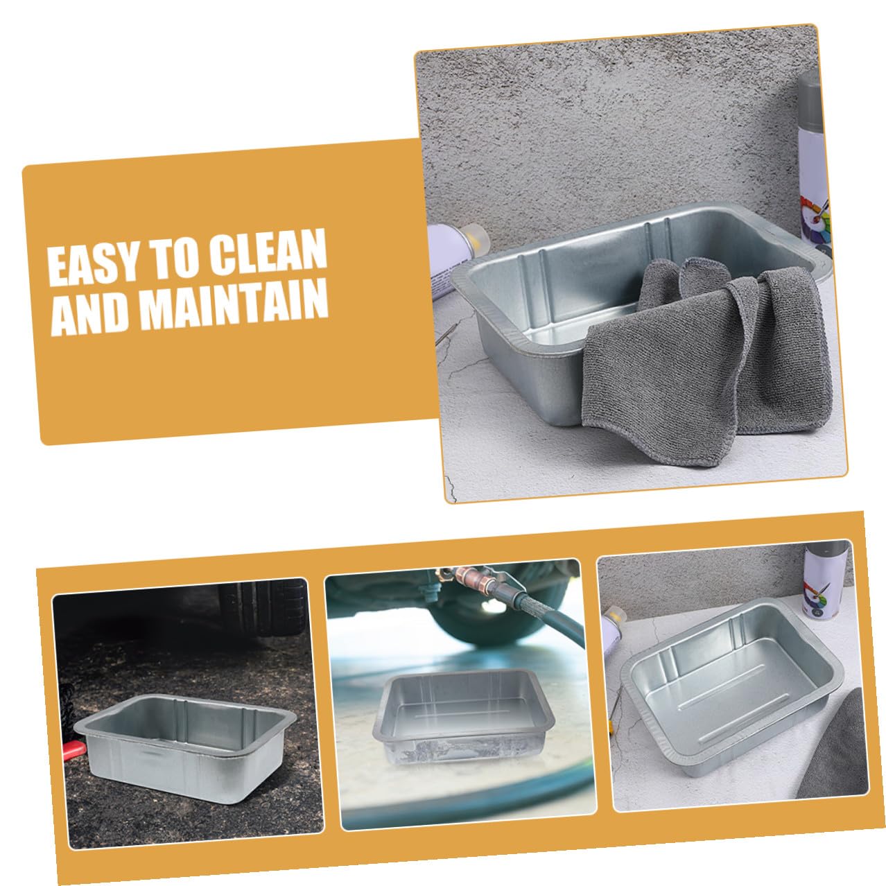 Hohopeti Bandeja de Drenaje de Aceite para Coche 2 Piezas Capacidad 10l y 5l Construcción Robusta de Acero Diseño Reforzado para Mantenimiento y Recolección de Aceite