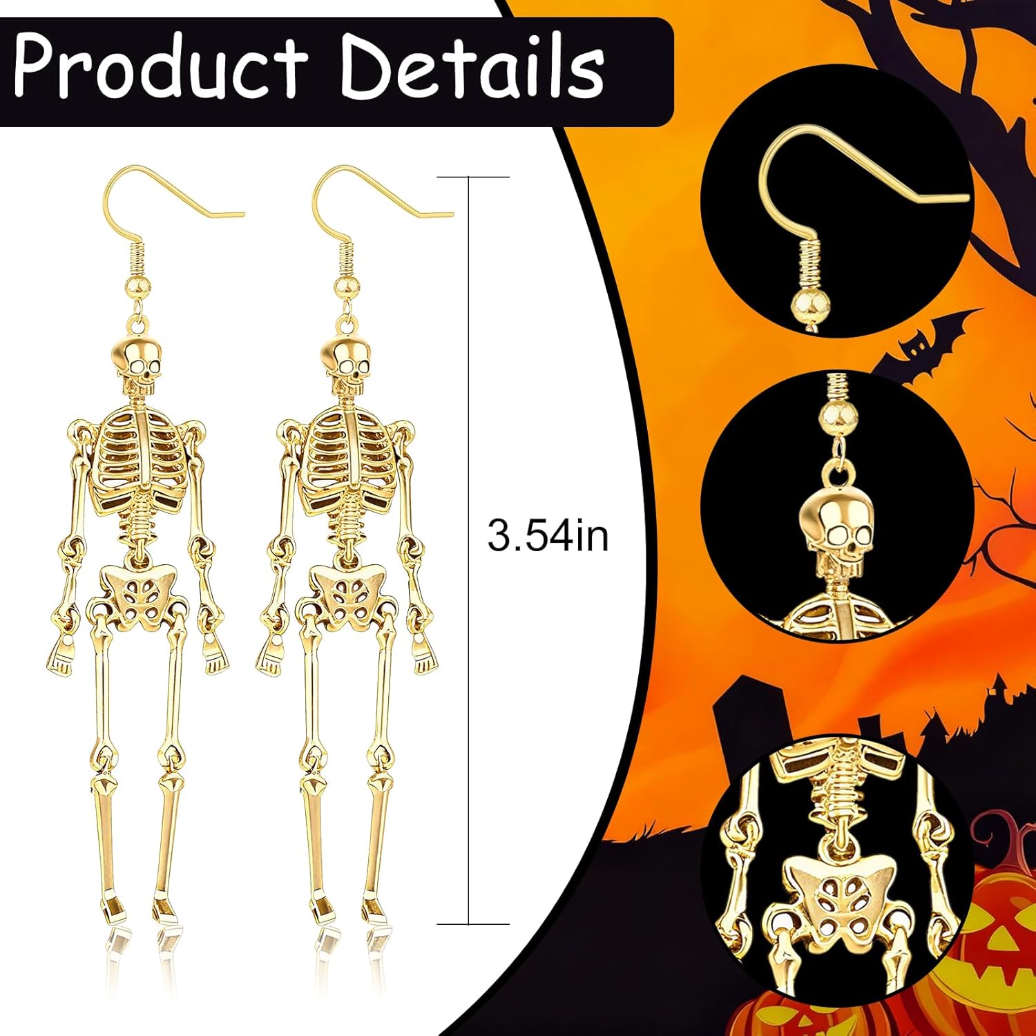 Punk Skeleton Earrings for Women Gothic Skull Dangle Earring Party Outfits Jewelry Gifts - Image 3