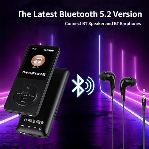Miniatura 3 de 128GB MP3 Player,with Bluetooth 5.2, Music Player with Built-in HD Speaker, Voice Recorder, HiFi Sound, E-Book, Earphones Included