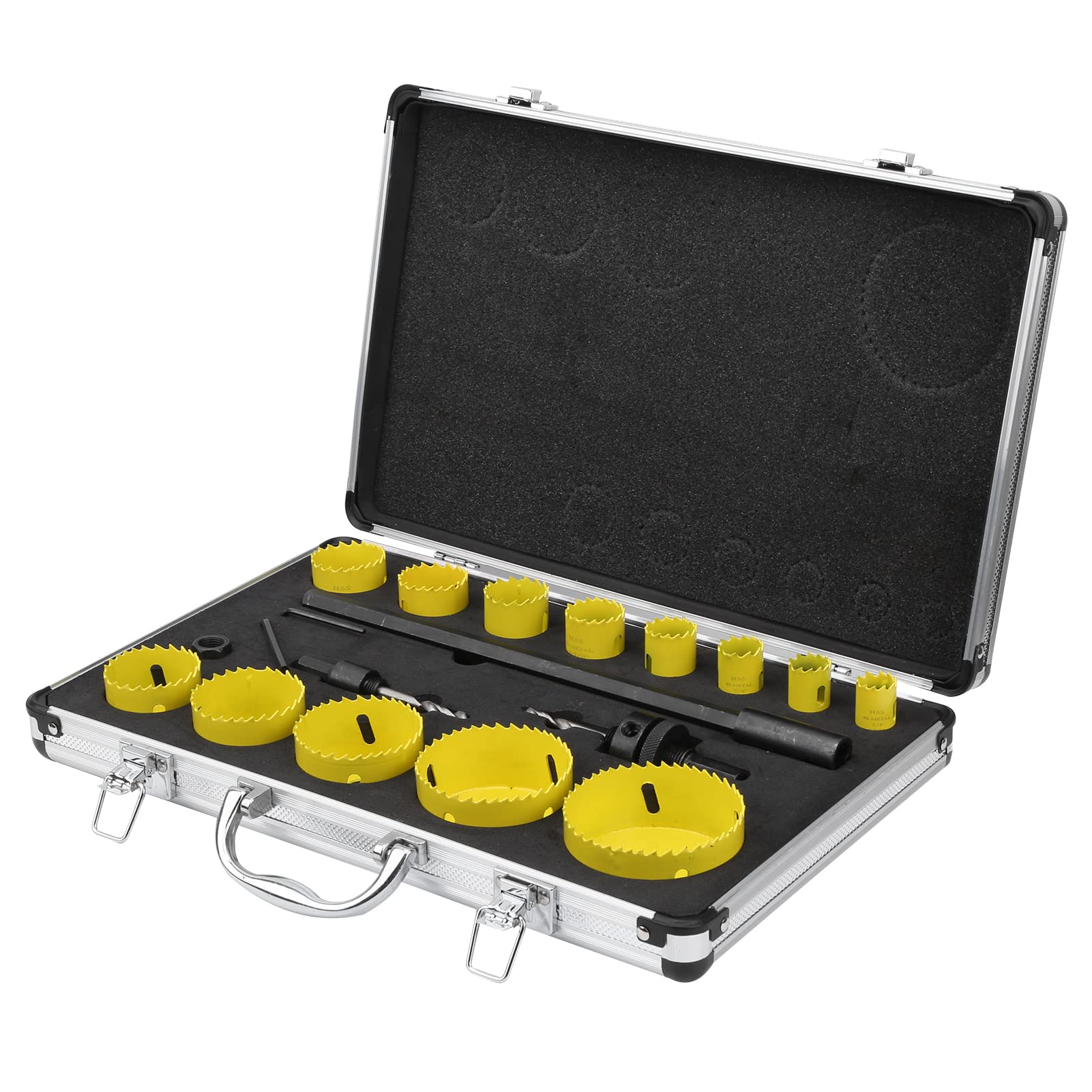 Kit lama per a tazza in acciaio ad alta velocità con punta da trapano e chiave per metallo, legno, PVC e cartongesso, set di frese HSS da 2 mm di spessore con custodia, set di