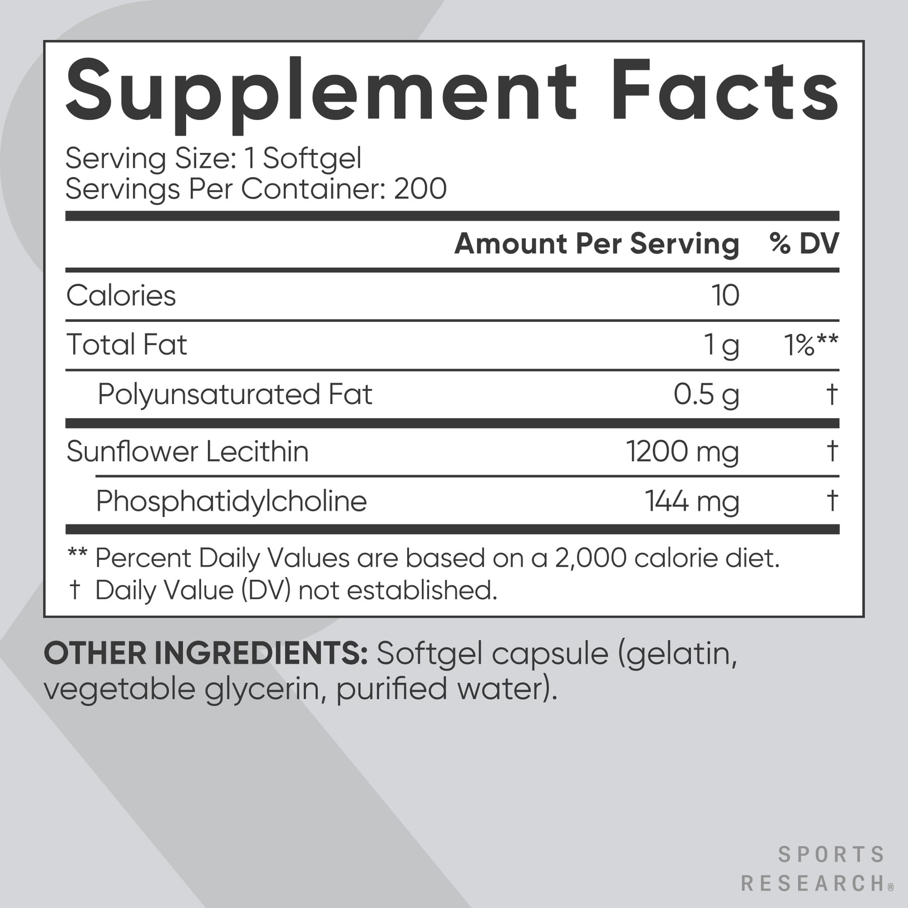 Sports Research® Sunflower Lecithin 1200mg (Double Strength), 200 Softgels — Amazon image 5
