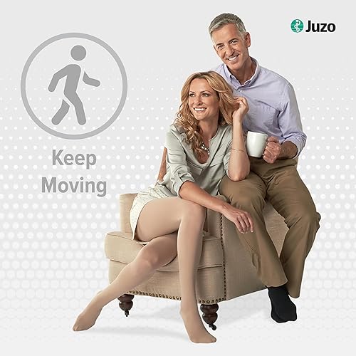 Miniatura 3 de Juzo Dynamic Varin 3512 - Medias de punta abierta de 30-40 mmHg con banda superior de silicona, Negro -