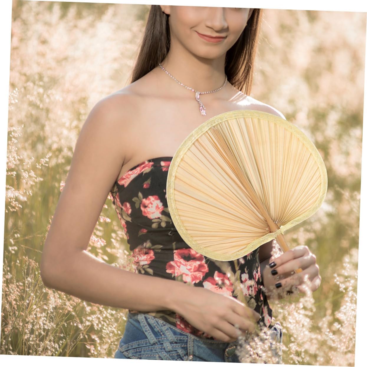 Old Fashioned Hand Woven Cattail Fan 4pcs Palm Leaf Paddle