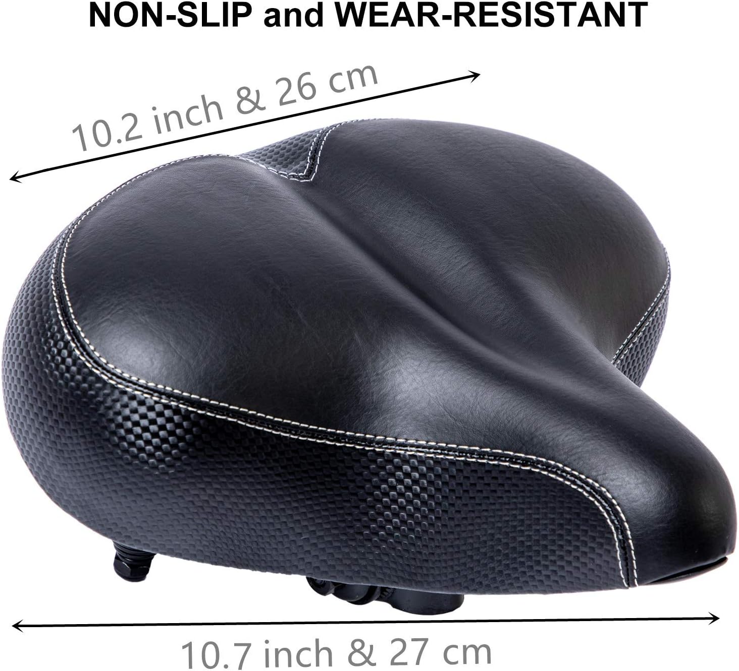YBEKI Comfortable Wide Bike Saddle - Bicycle Seat is Thickened, Widened, High Rebound Foam Padded, Soft and Breathable Double Spring Design for Most Indoor Outdoor Bike. 1 Year Warranty