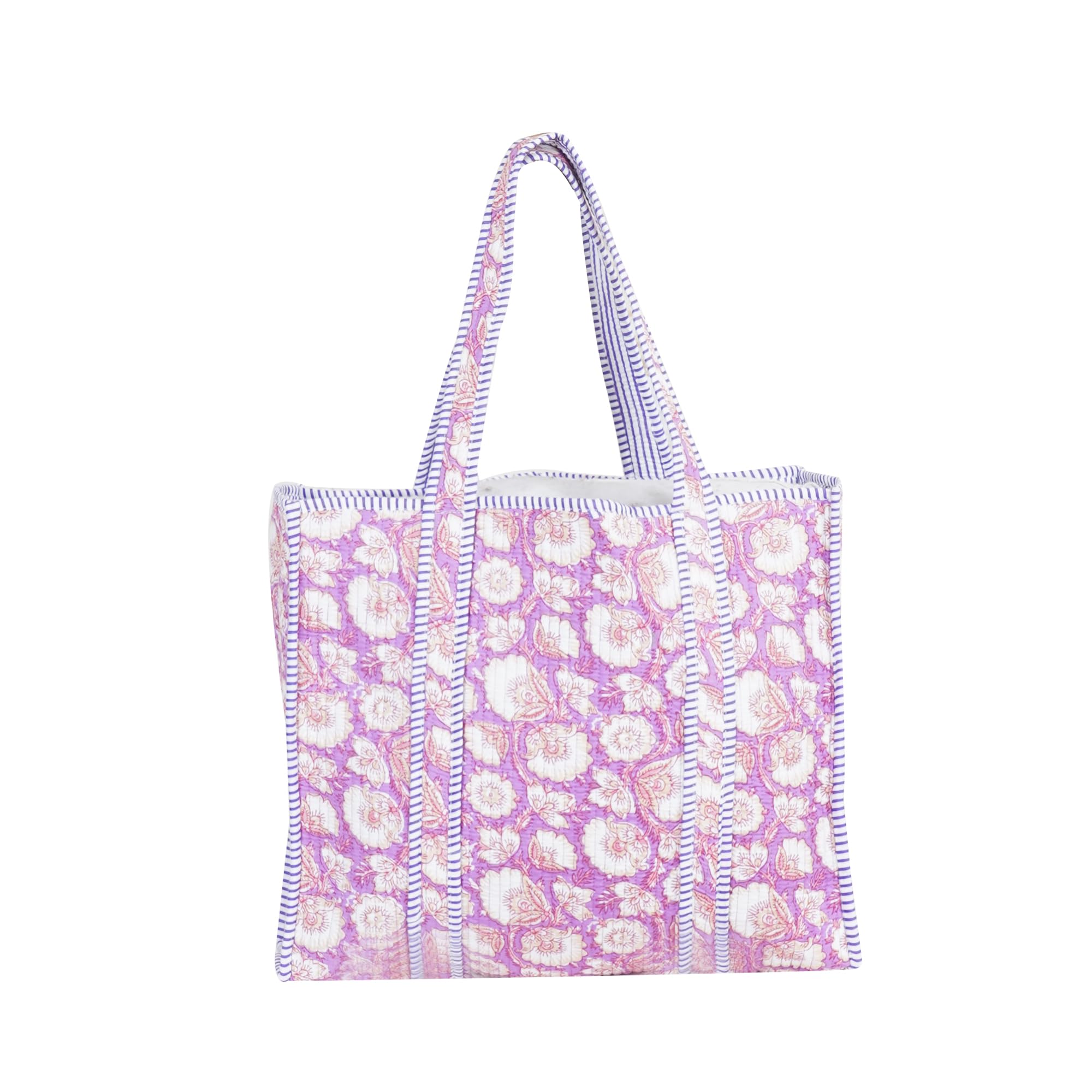 UNIQUE KAFTANS Cotton Tiger Block Print Tote Bag, Indian Handmade Shopping Shoulder Bag, Unisex Market Daily Use, 63, Standard