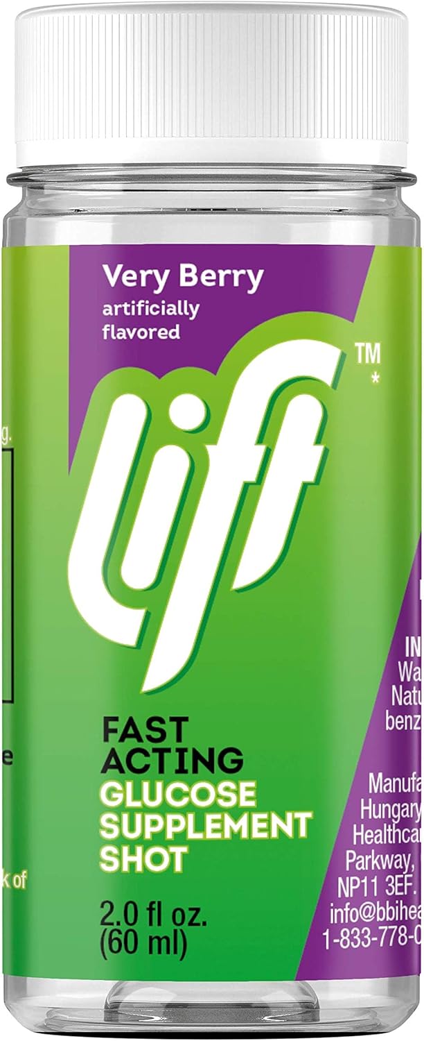 Lift Glucose | Fast-Acting Glucose Energy Juice Shots | Very Berry | Caffeine-Free | 2.0 fl oz Bottles (Pack of 12)…