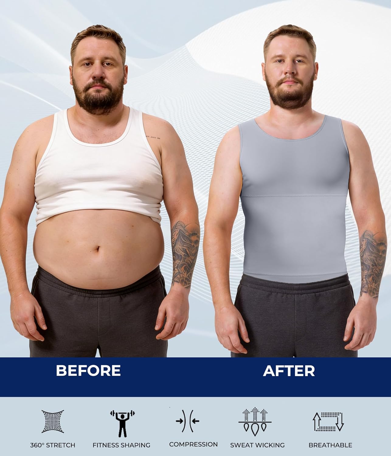 TAILONG Compression Shirt Men Shapewear Slimming Body Shaper Vest Compression Tank Top Undershirt - Image 4