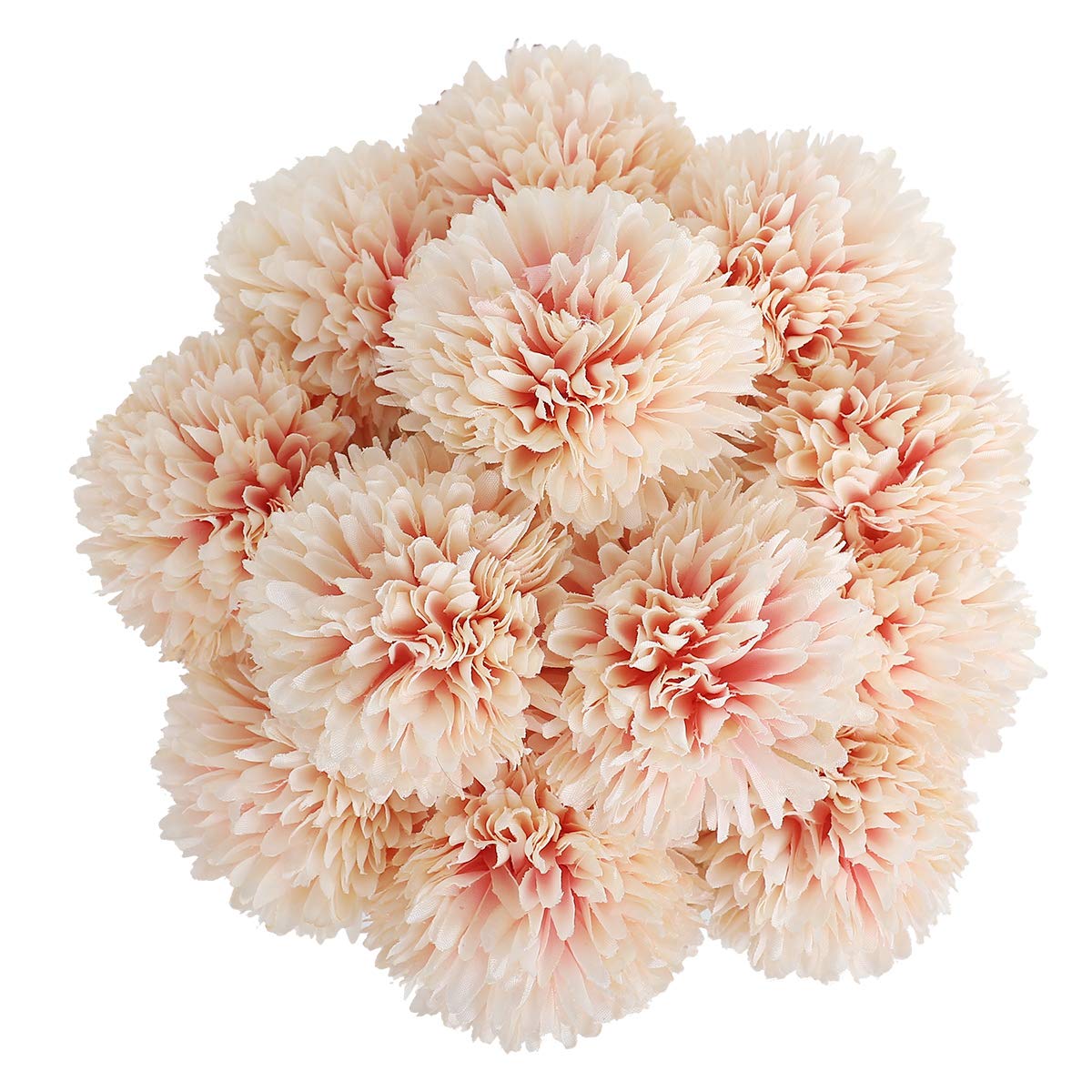 Tifuly Artificial Chrysanthemum Ball Flowers - 12 pcs Fake Mums Silk Flowers for Wedding Bouquets Centerpieces Arrangements Party Home Garden Decor (Peach Pink)