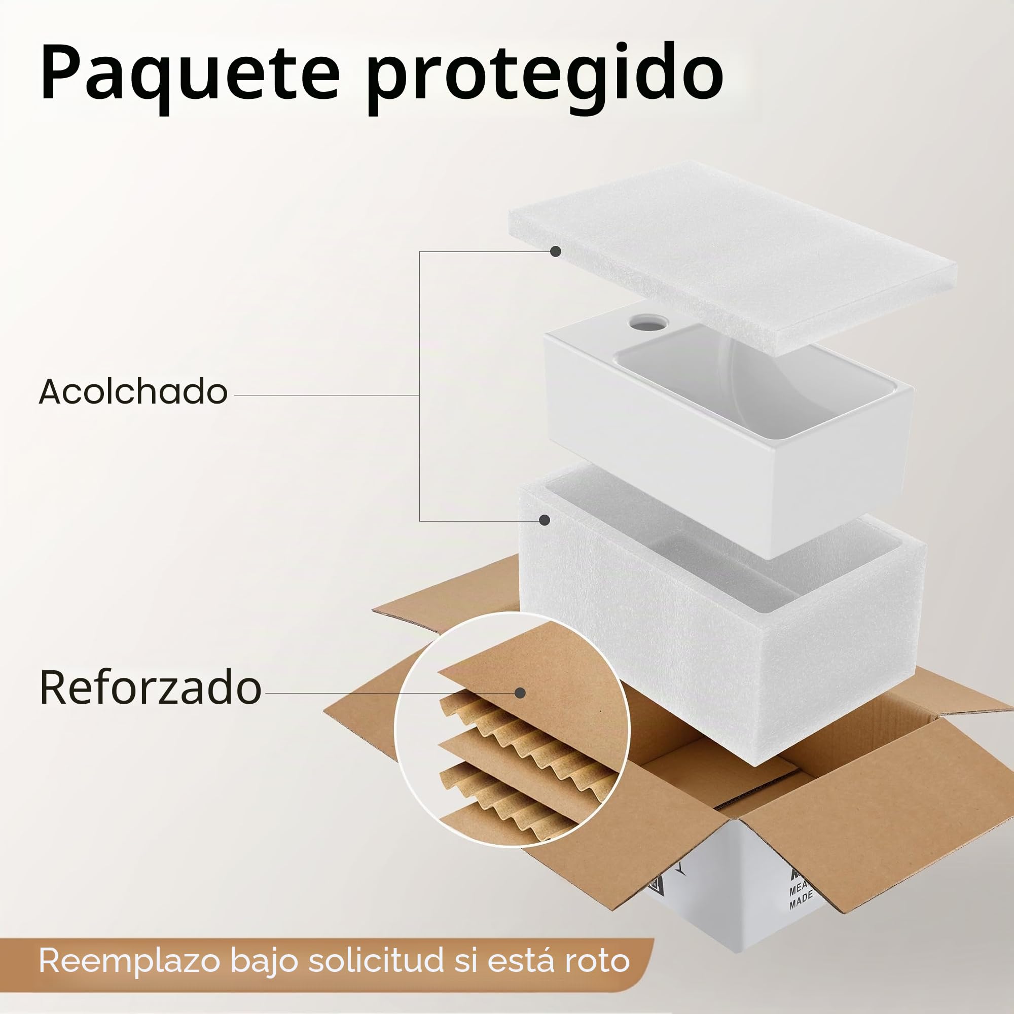 KES Lavabo Blanco de Cerámica con Forma Rectangular Lavabo sobre Encimera Baño Estandar Blanco Lavamanos sobre Encimera, BWS100L