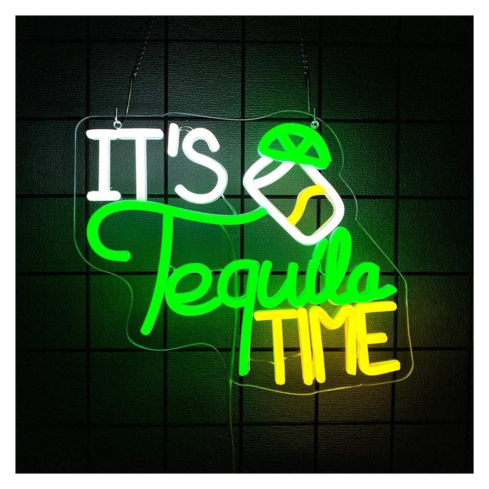 LEMST Signs Lamp It's Tequila Time Neon Sign Wine Glass Light Dimmable USB Powered for Tequila Sign Restaurant Concert Man Cave Wall Decor 29cmx24.5cm