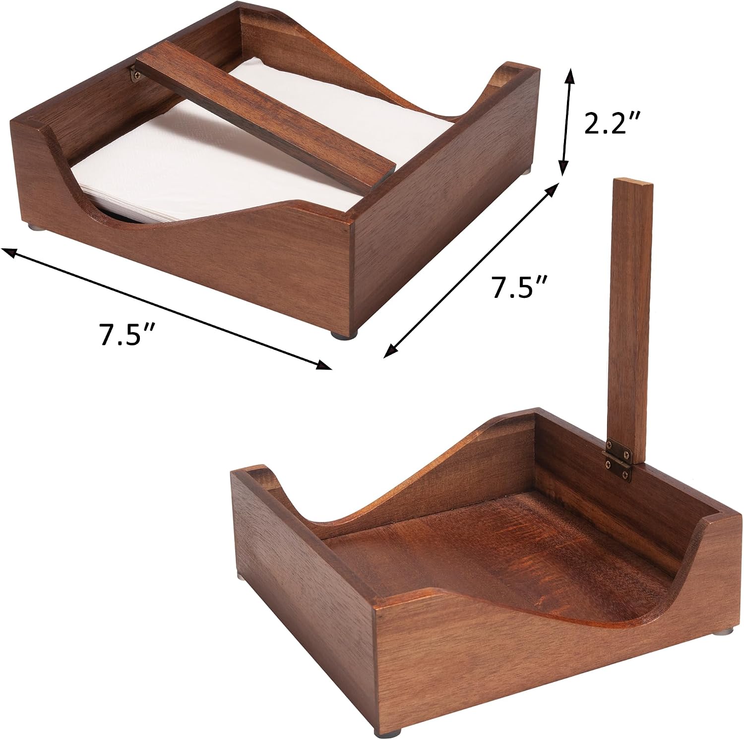 Wooden Napkin Holder for Table, Farmhouse Flat Napkin Dispenser