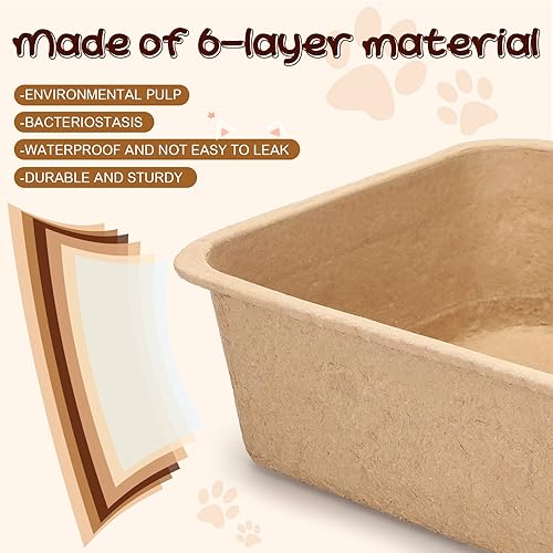 Miniatura 3 de Harloon Paquete de 10 cajas de arena desechables extra grandes para gatos de 22.4 x 17.9 x 6.9 pulgadas, bandeja de arena de papel para gatos,