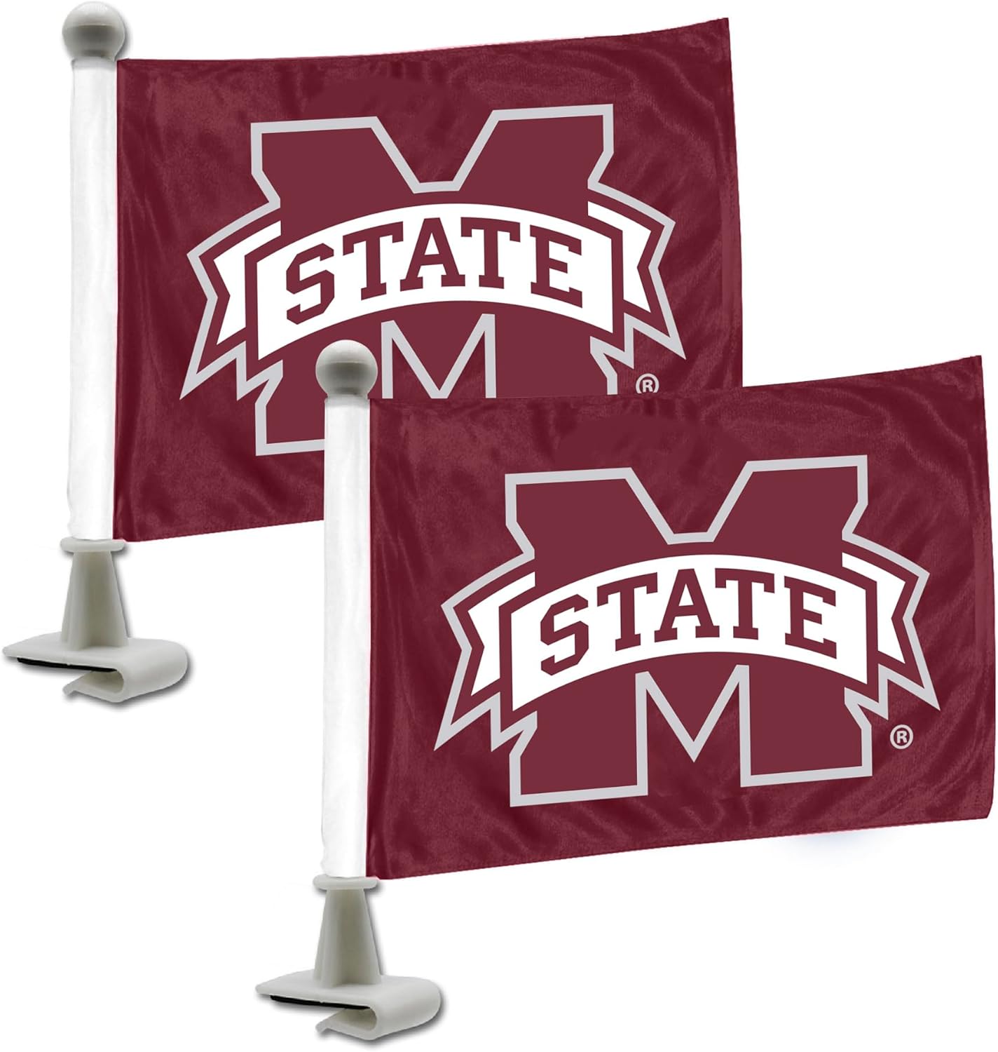 FANMATS 61917 Mississippi State Bulldogs Ambassador Car Flags - 2 Pack Mini Auto Flags, 4in X 6in, Perfect for Hood or Trunk