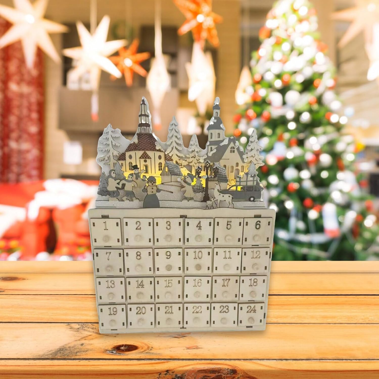 Christmas Tree And House Advent Calendar 24 Storage Drawers Desktop Ornament Holiday Stylish Home Decoration