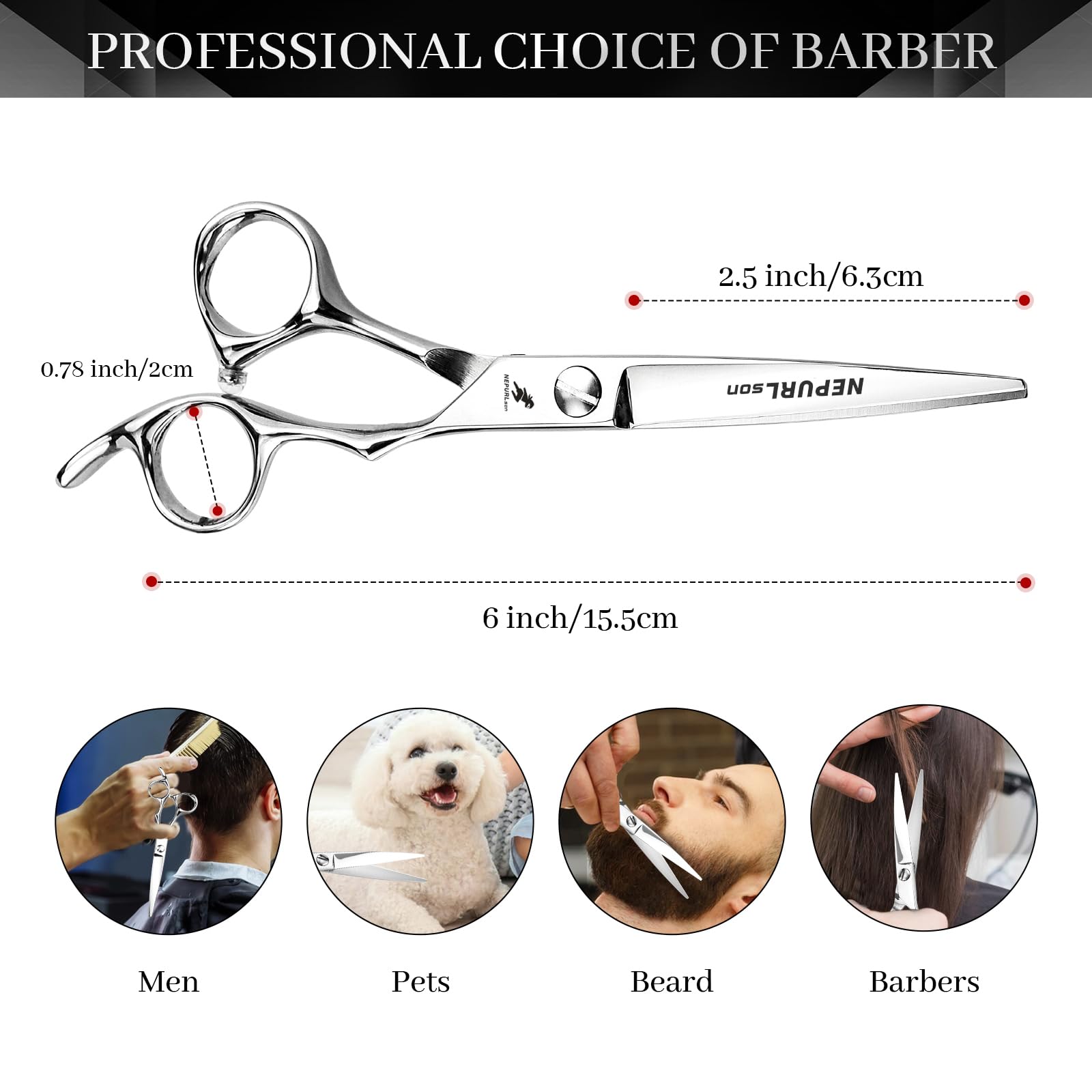Tijeras de peinado de 15 cm, tijeras de adelgazamiento de moda y corte (corte)