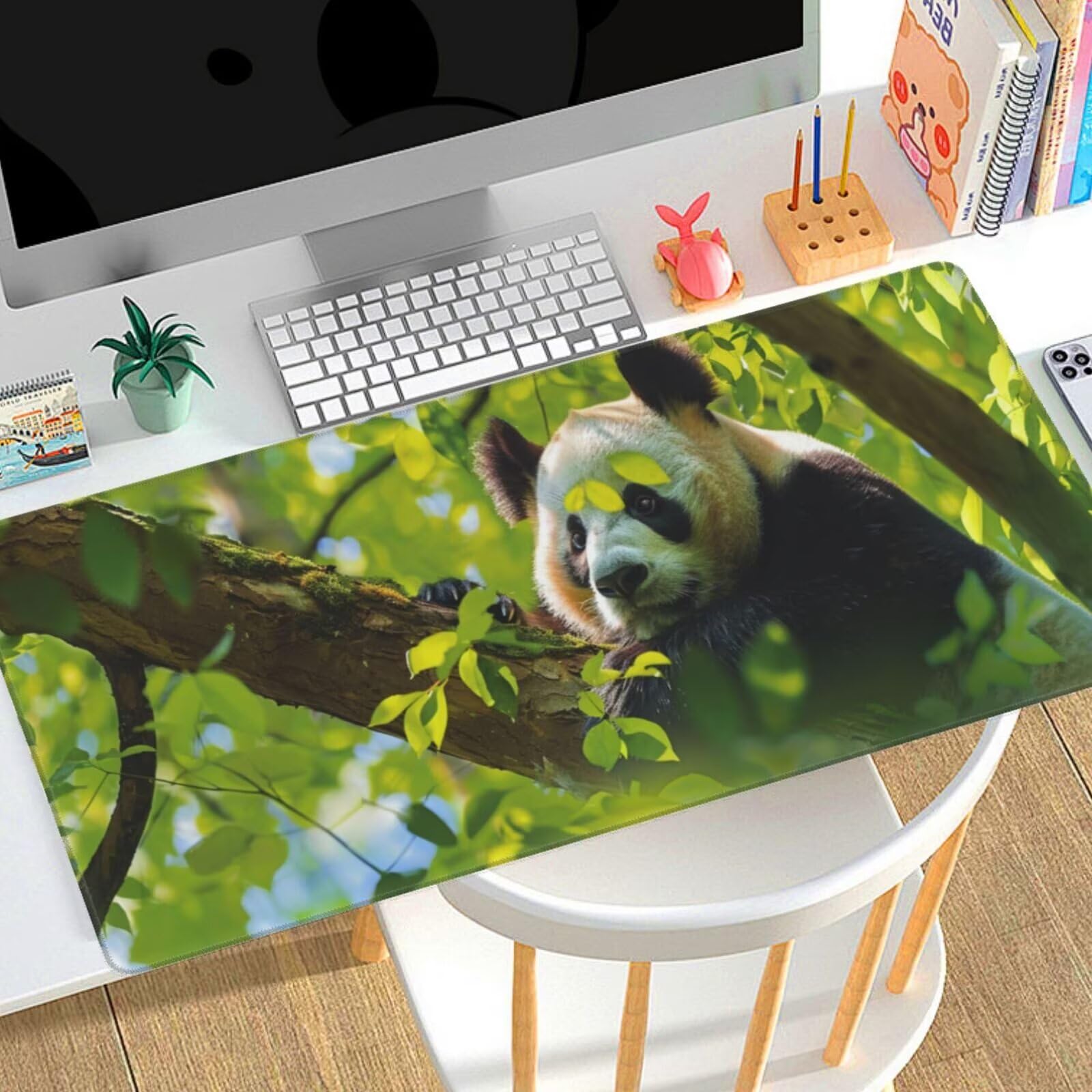 Alfombrilla Ratón XXL 1200x600mm,Alfombrilla de Escritorio Multifuncional,Protector de Mesa Mouse Pad Impermeable,Gaming mousepad Antideslizante para Hogar,Oficina Regalo - animal,Panda gigante ZJ-475