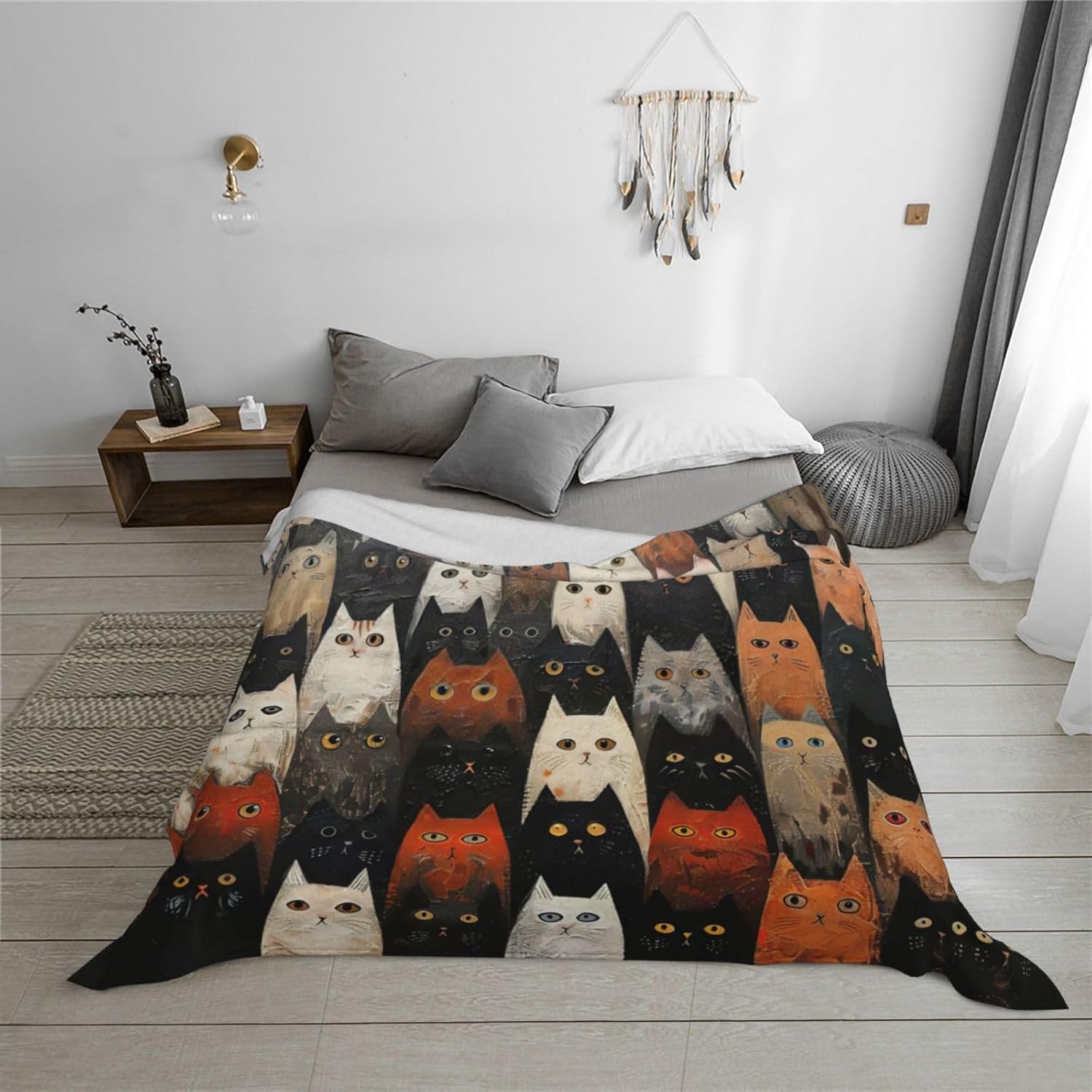 Luxurious Cat Blanket Versatile Blanket Sofa Throw for Bed Warm Flannel Blanket Couch Throw