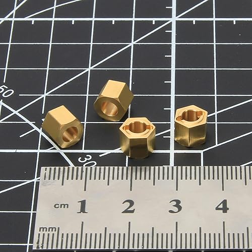 Miniatura 5 de RCAWD Adaptador de cubo hexagonal de rueda de latón completo H7* 0.244 in extendido 0.079 in para 124 FMS FCX24 piezas de actualización