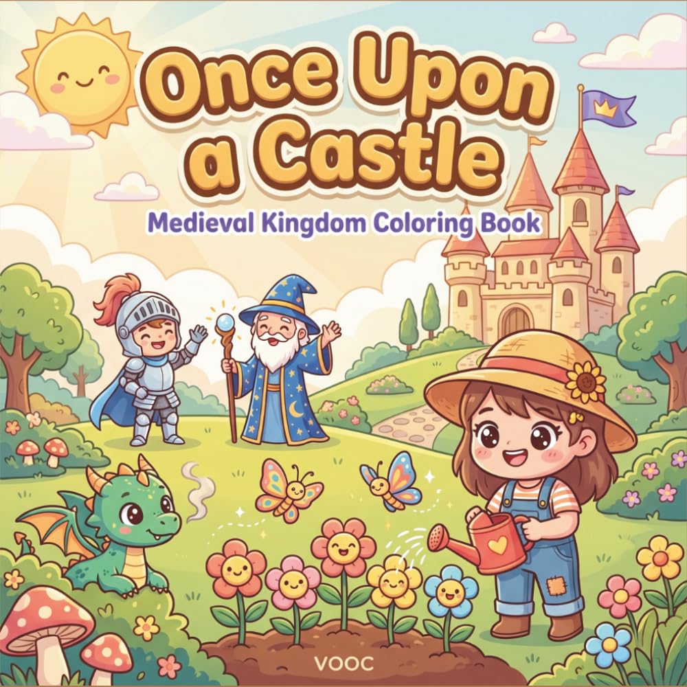 Once Upon a Castle: Cute and Easy Medieval Kingdom Coloring Book for Adults and Teens with Chibi Knights, Dragons and Charming Everyday Royal Scenes (Pawsitively Naughty - Funny and Cute Coloring)
