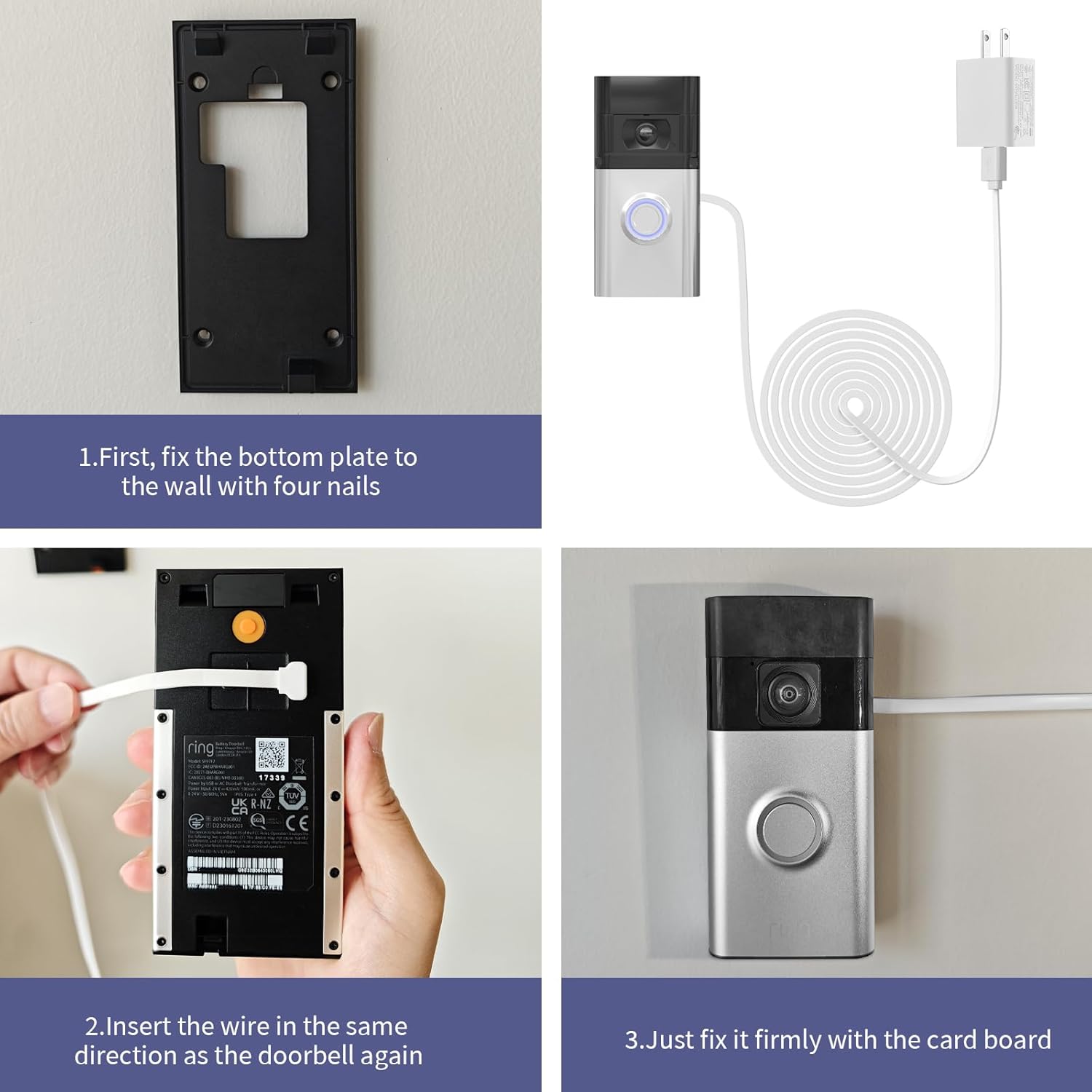 Bent Type-C Charging Cable for Ring Battery Doorbell(2024 Release) 16.4-Foot doorbell Charging Cable Sustainable Power Supply