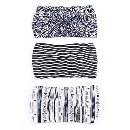 Miniatura 2 de Bohend Diademas anchas estilo bohemio con nudo para el cabello tela de algodón elástica estampado de moda accesorios para viajes y yoga para mujeres