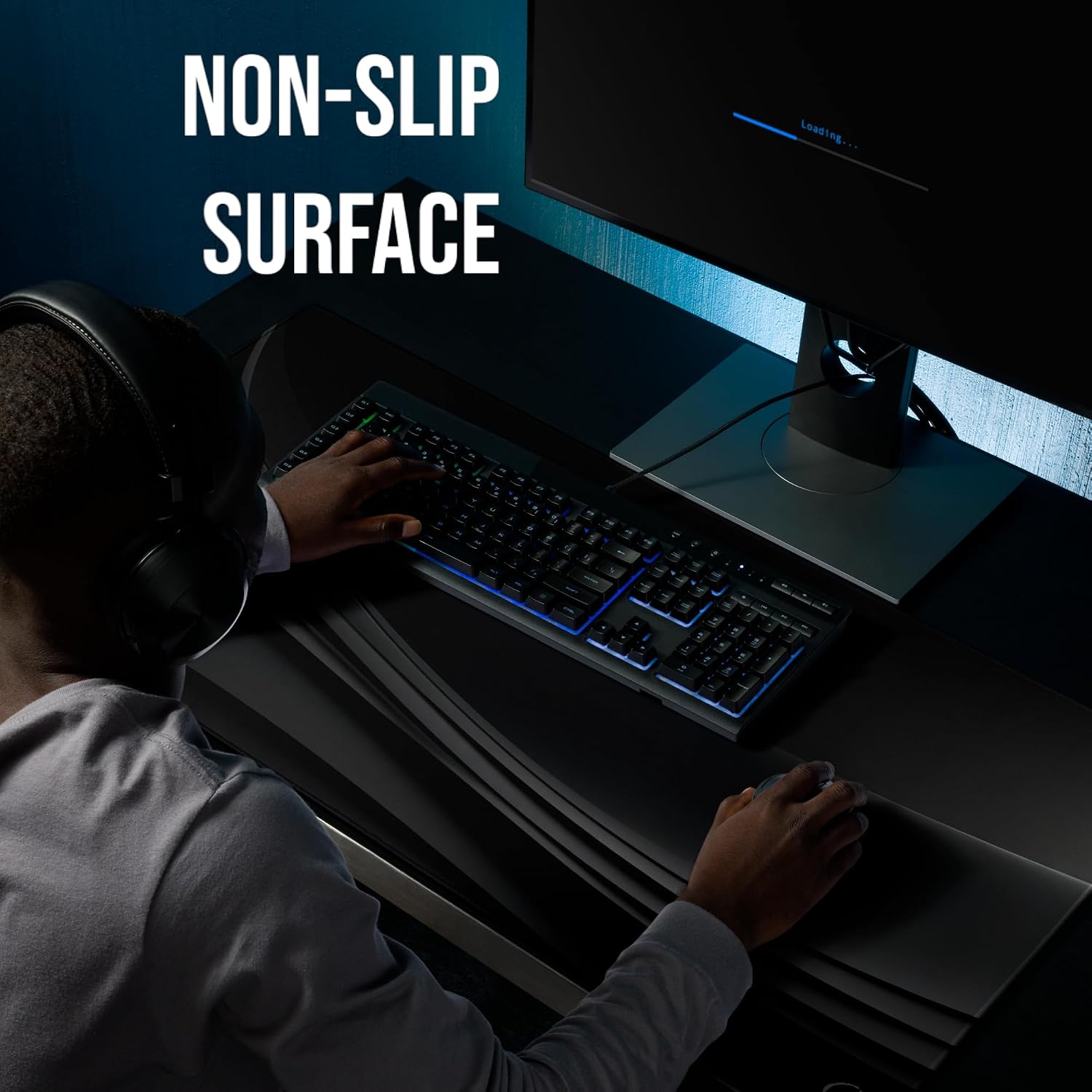 Mikoz Mouse Pad with Soft 100% Polyester Surface, Non-Slip Natural Rubber Base, Large Size (36″ × 18″ × 0.12″), Rounded Edges, Black Curve