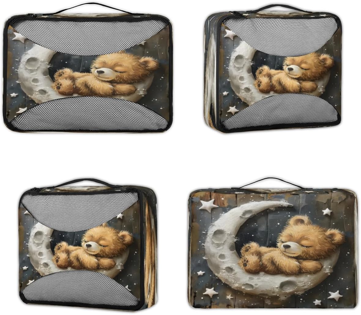 Moon Bear Stars 4 Set Packing Cubes Packing Cubes for Women Lightweight Travel Essential Bag Clothes Carry on Suitcase Bags for Accessories Essentials