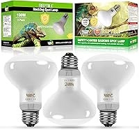 Vista 1 de LUCKY HERP Paquete de 3 bombillas de calor para reptiles de 100 W (3ª generación, más segura), bombilla de calor UVA anfibio, bombilla de luz diurna