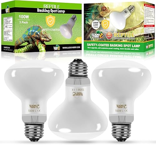LUCKY HERP Paquete de 3 bombillas de calor para reptiles de 50 W (3 generación, más segura), bombilla de calor UVA anfibio, bombilla de luz diurna