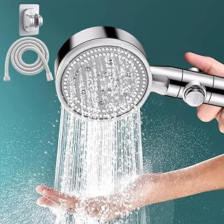 Handheld Shower Head High-Pressure Showerhead with 8 Spray Modes Multifunctional Shower Head with Hose & Holders Hand Shower Head Easy to Install for Home, Gym, Hotel, Bathroom