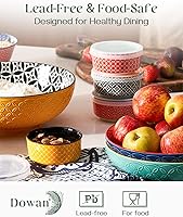 Vista 7 de DOWAN Tazones para salsas con tapas, tazas de cerámica para salsas y condimentos, cuencos para salsas de 4 oz para charcutería, condimentos, salsa