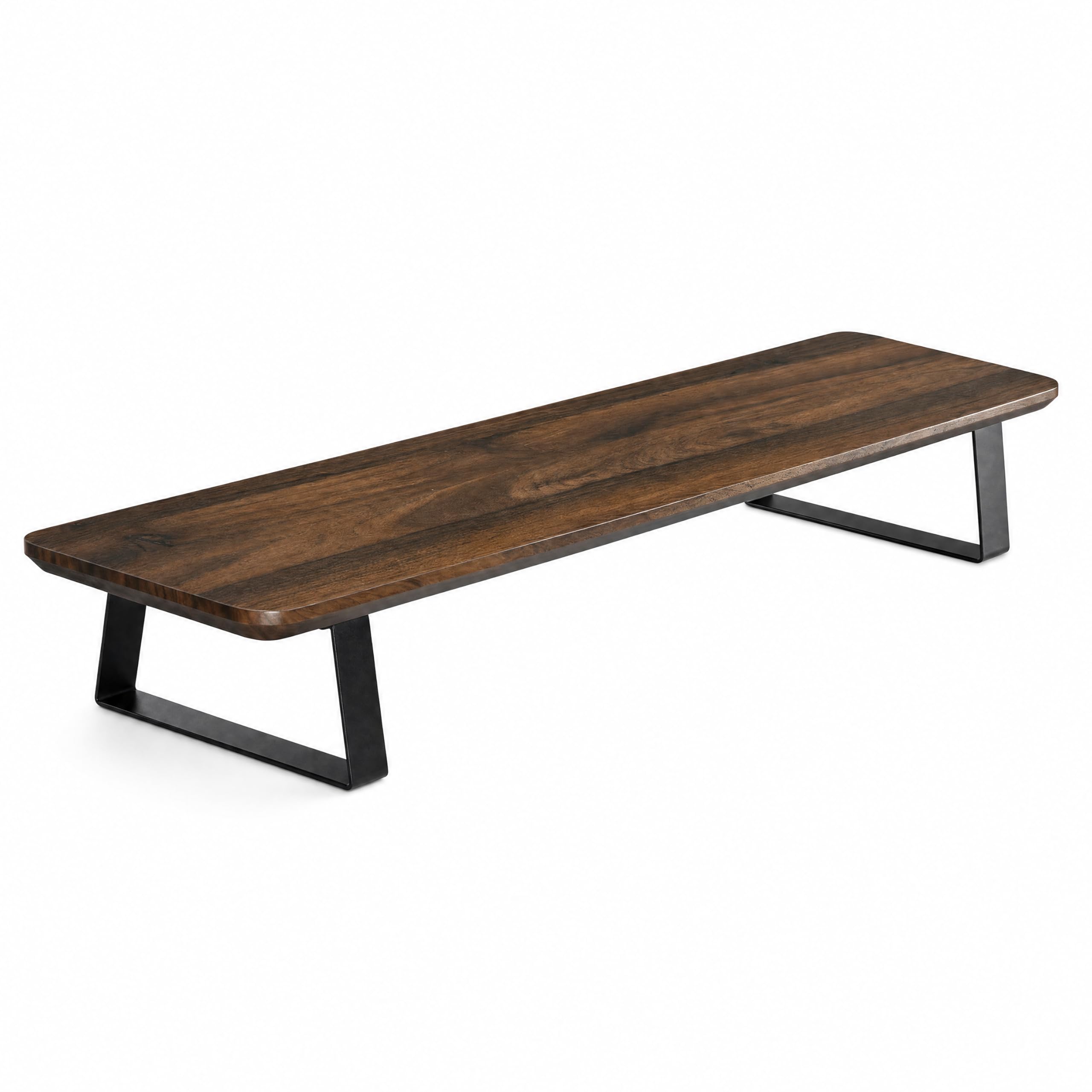 Monitorständer Desk Shelf 100 cm Walnuss | Monitorerhöhung Holz mit modularem Schienensystem | Schreibtisch-Organizer für kompakte Setups