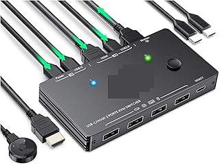 Mini Video Mixer, Pro Switcher, USB-C/HDMI(USB-C) KVM Switch 2 In 1 Out 4K USB HDMI KVM Switch Support PD Charg For 2 PC Sharing Keyboard Mouse Printer Display with Wide Compatibility, Easy to Set Up