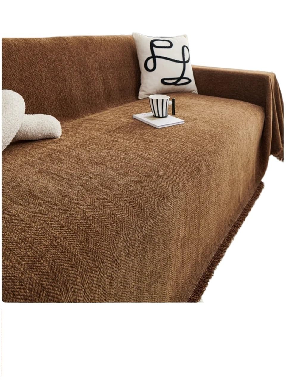 Housse de canapé en chenille imperméable 90x180cm et couvre coussin