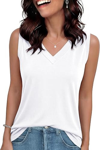 GAYHAY Womens Tank Tops Loose Fit Sleeveless Summer Shirts V Neck Flowy Blouses Casual Beach Vacation Clothes Fashion 2026 - 70% off