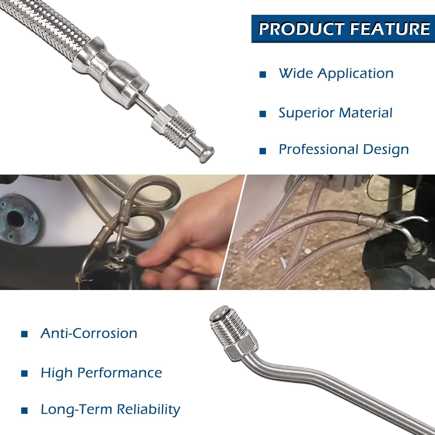 Upgraded Trim Tilt Hydraulic Ram Cylinder Hose Kit Fit For Mercruiser Alpha One with Trim Cylinder(15-9/16") & Bravo 1 2 3 X, Replace 9B-104A 32-99904Q(x2), 32-864589, 32-864588, 4 pcs