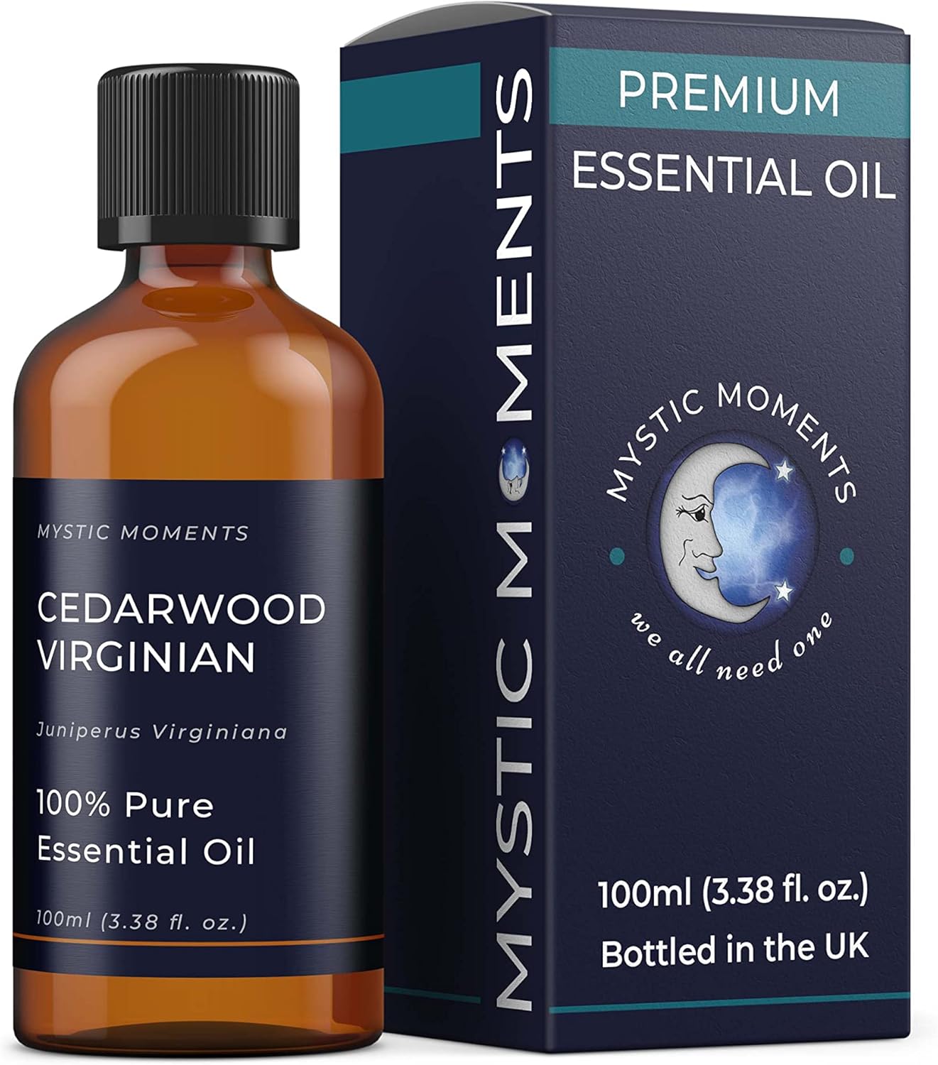 Mystic Moments | Cedarwood Virginian Essential Oil 100ml | Juniperus virginiana | Woody Aromatic & Calming Base Note | Ideal for Diffusers, Aromatherapy & Relaxation