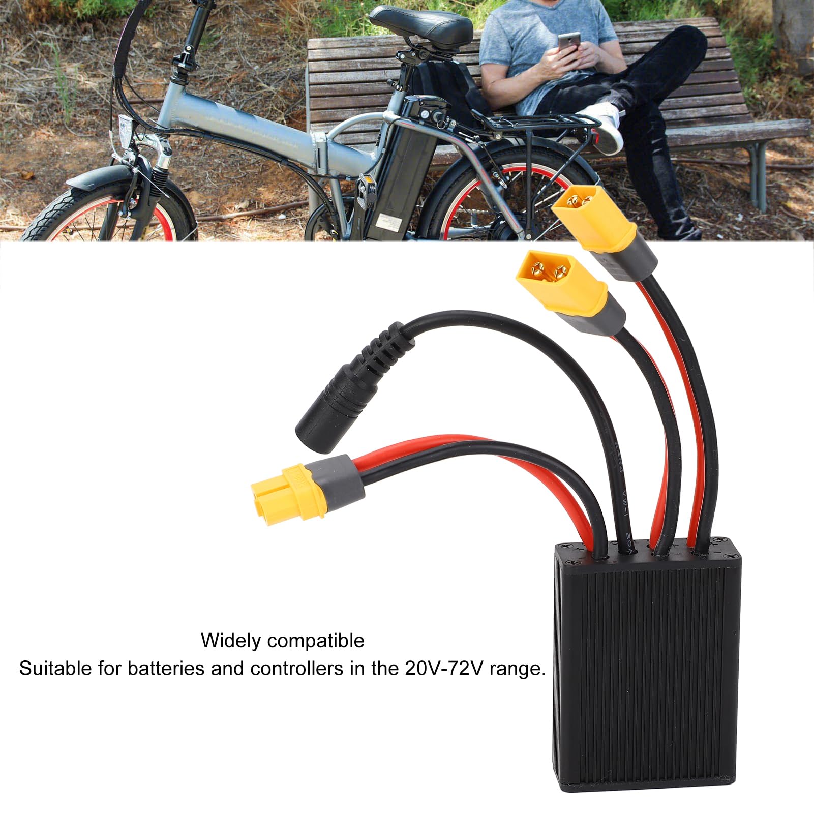Adaptador de Módulo Paralelo de Batería Dual Interfaz XT60H Adaptador Convertidor de Descarga de Batería Doble 20V-72V 30A para Bicicleta Eléctrica