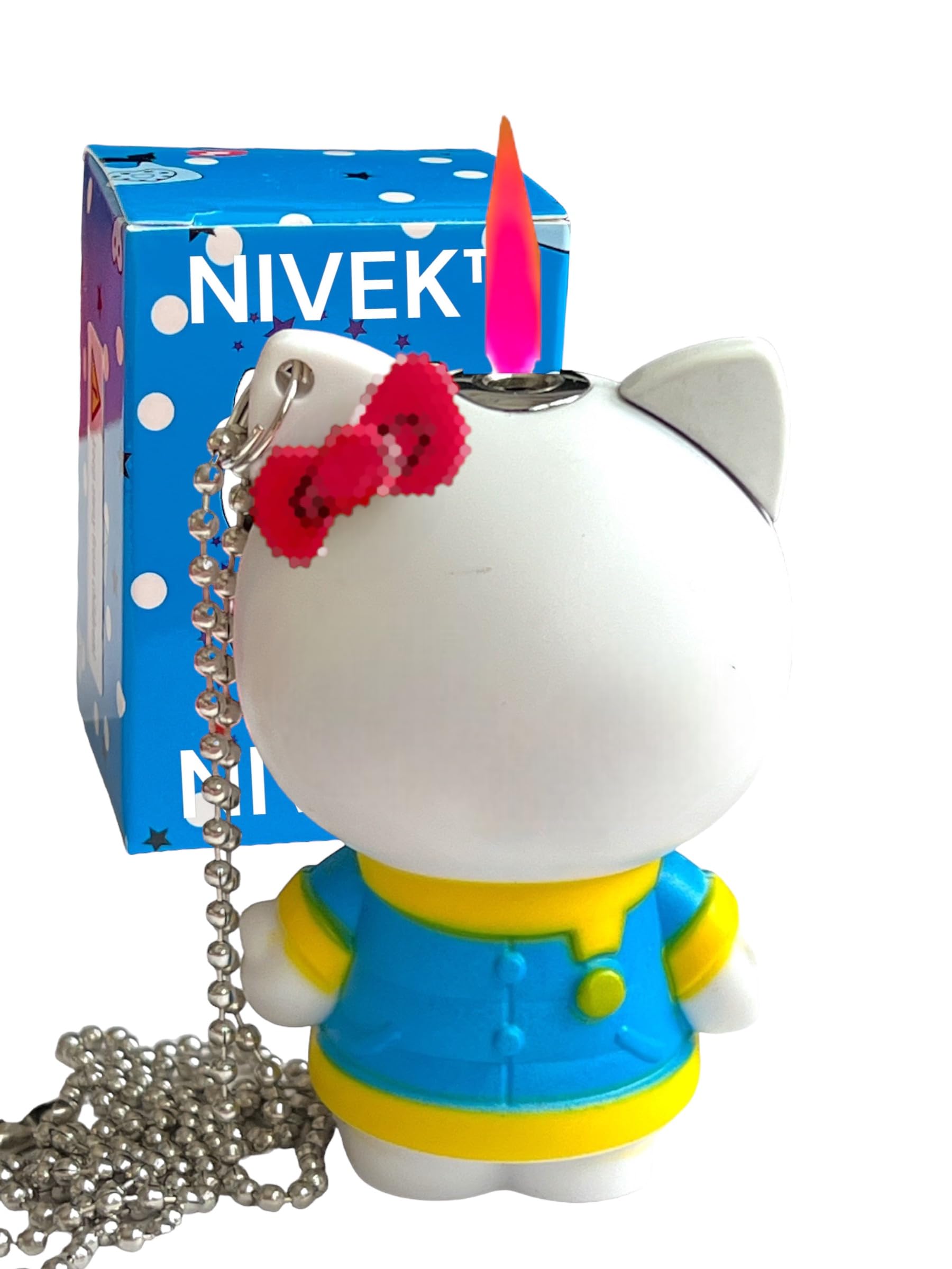 NIVEK Kitty 3D Lighter Pink Flame Cool Lighter Kawaii Cat Kitty KT Anime Japanese Open Flame Y2K Pendant