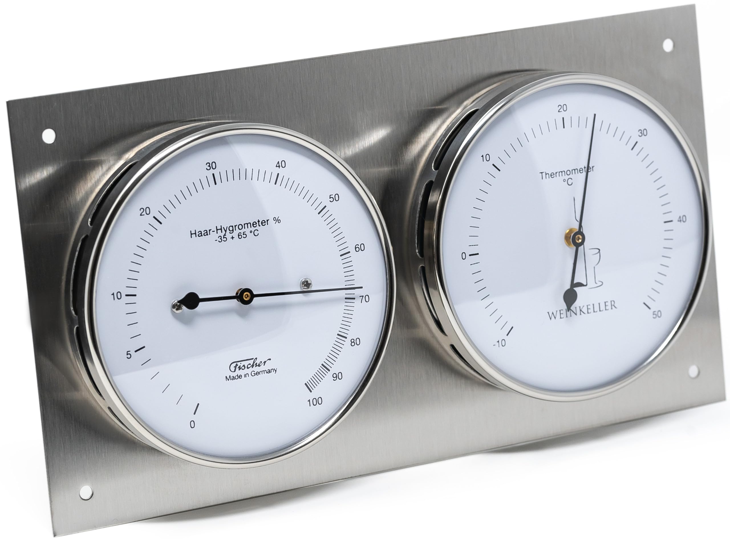 Fischer Cantina Hygrothermometer, in Acciaio Inox