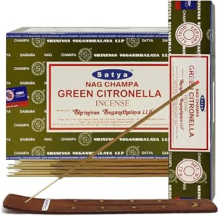 Green Citronella Incense Sticks and Incense Stick Holder Bundle Insence Insense Satya Incense