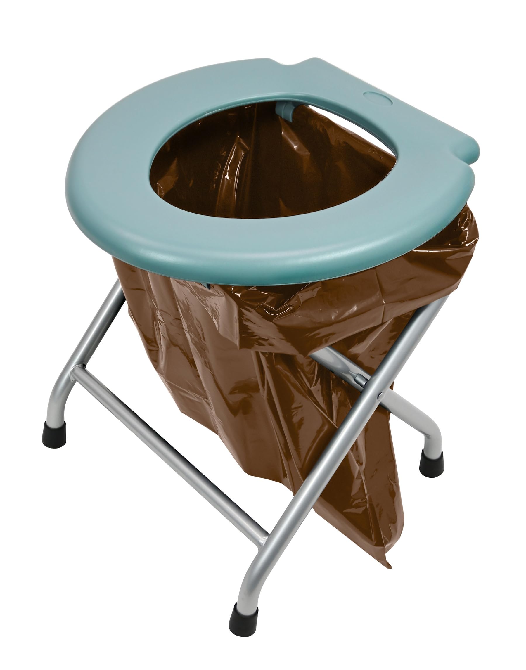 24ocean Mobile Klapptoilette Set Grau WC Klo Camping, Gestell Silber, 20 kompostierbare Beutel