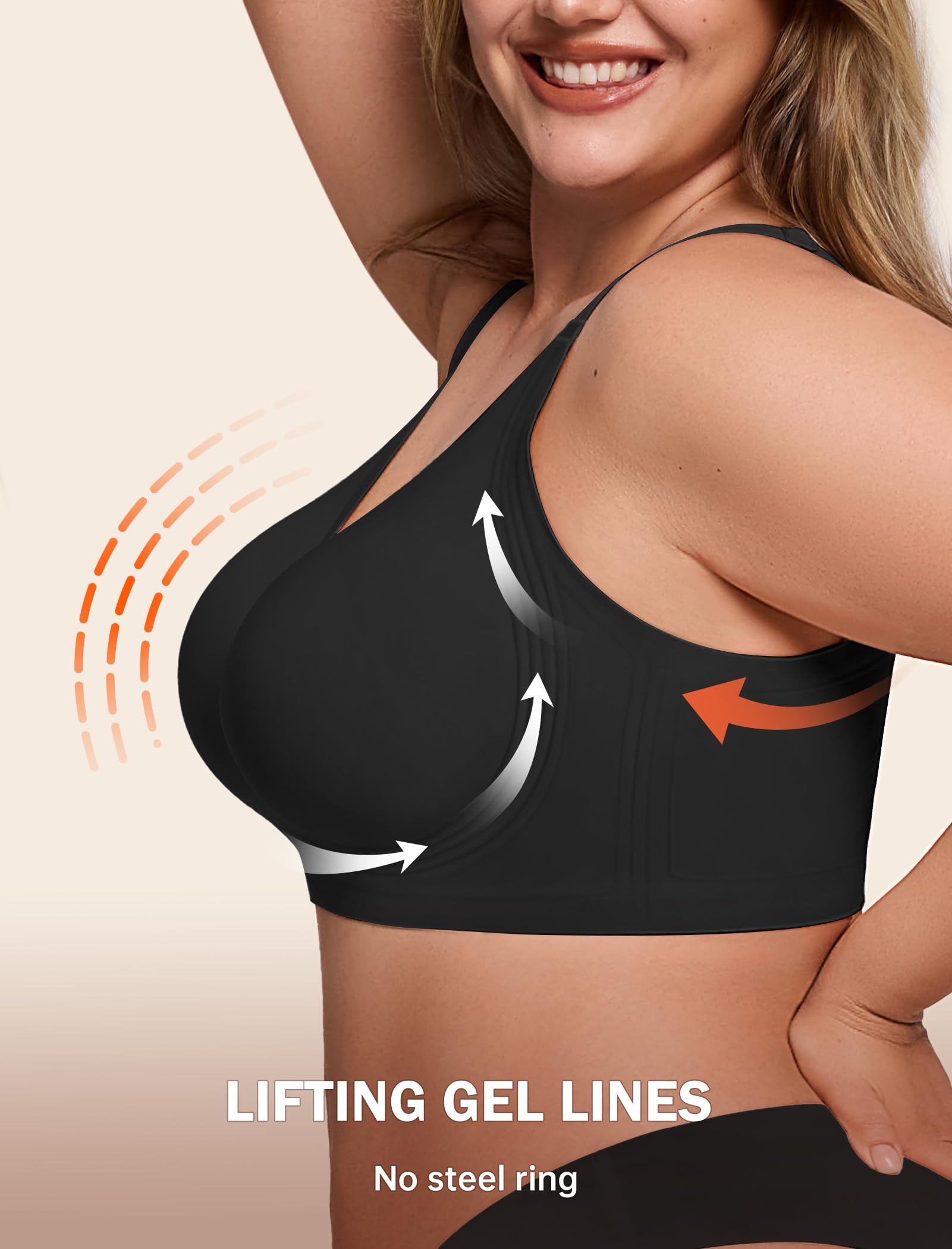 LetsJoli Bras for Women Supportive Wireless Push Up Bra Full Coverage No Underwire Seamless Plus Size for Older Women - 5