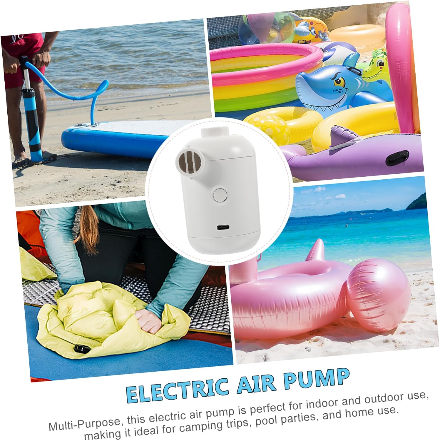 VANZACK 2sets Electric Air Pump Inflator High Airflow Design for Quick Inflation of Inflatables Pool Floats Air Mattresses More Construction for Outdoor Home Use