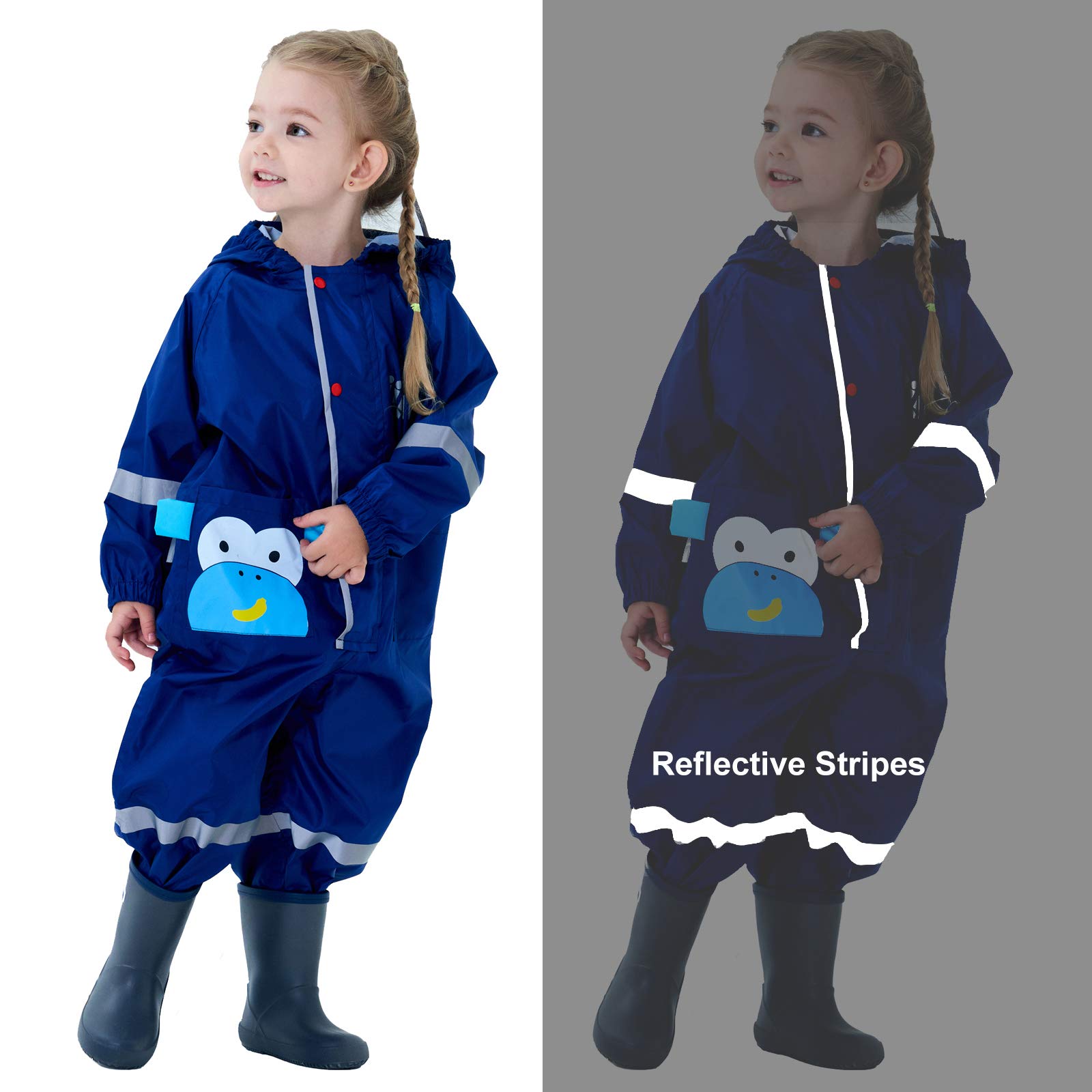 Puddle kombinezon dziecięcy wodoodporny garnitur chłopcy dziewczęta wszystko w jednym kombinezon przeciwdeszczowy z kapturem lekki wzór zwierzęcy jednoczęściowy odzież przeciwdeszczowa dla