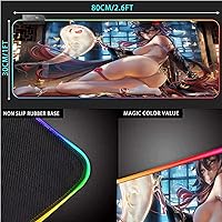 Vista 4 de Alfombrilla de mouse para juegos de anime sexy para niñas, pecho RGB, alfombrilla de mouse de anime Genshin Impact Hu Tao Gaming, grande, sexy