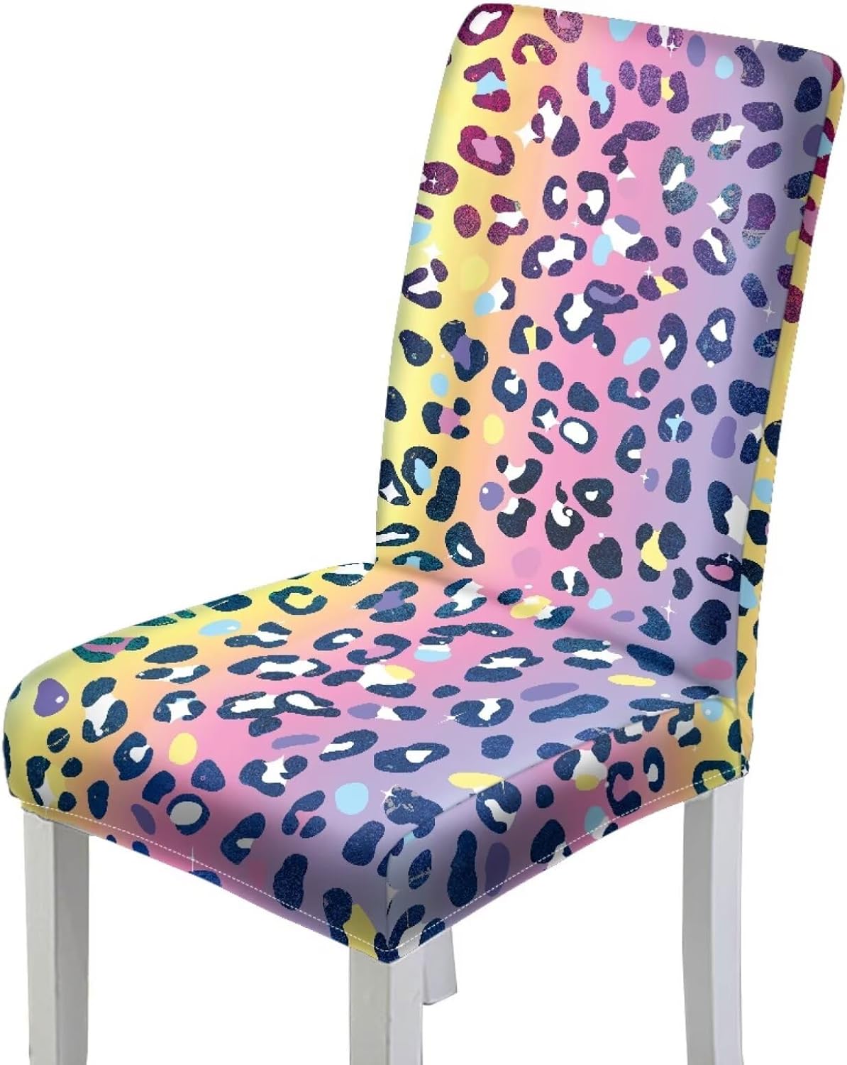 Pink Leopard Pattern Dining Room Chair Cover Wear-Resistan Dining Chair Slipcover Breathable Chair Protectors Covers for Kitchen,Wedding,Party-6 Pcs